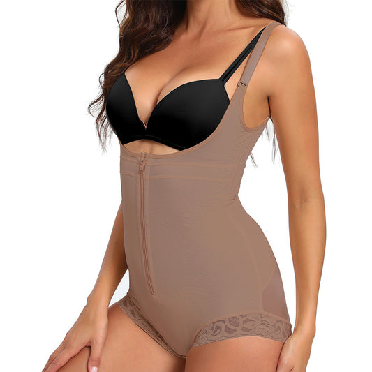 Slim Fit Body Shape Bodybuilding One-piece Hip Zipper Design